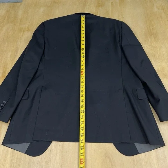Hickey Freeman Suit Top Jacket Blazer Men 40S Short Wool Micro Herringbone Black